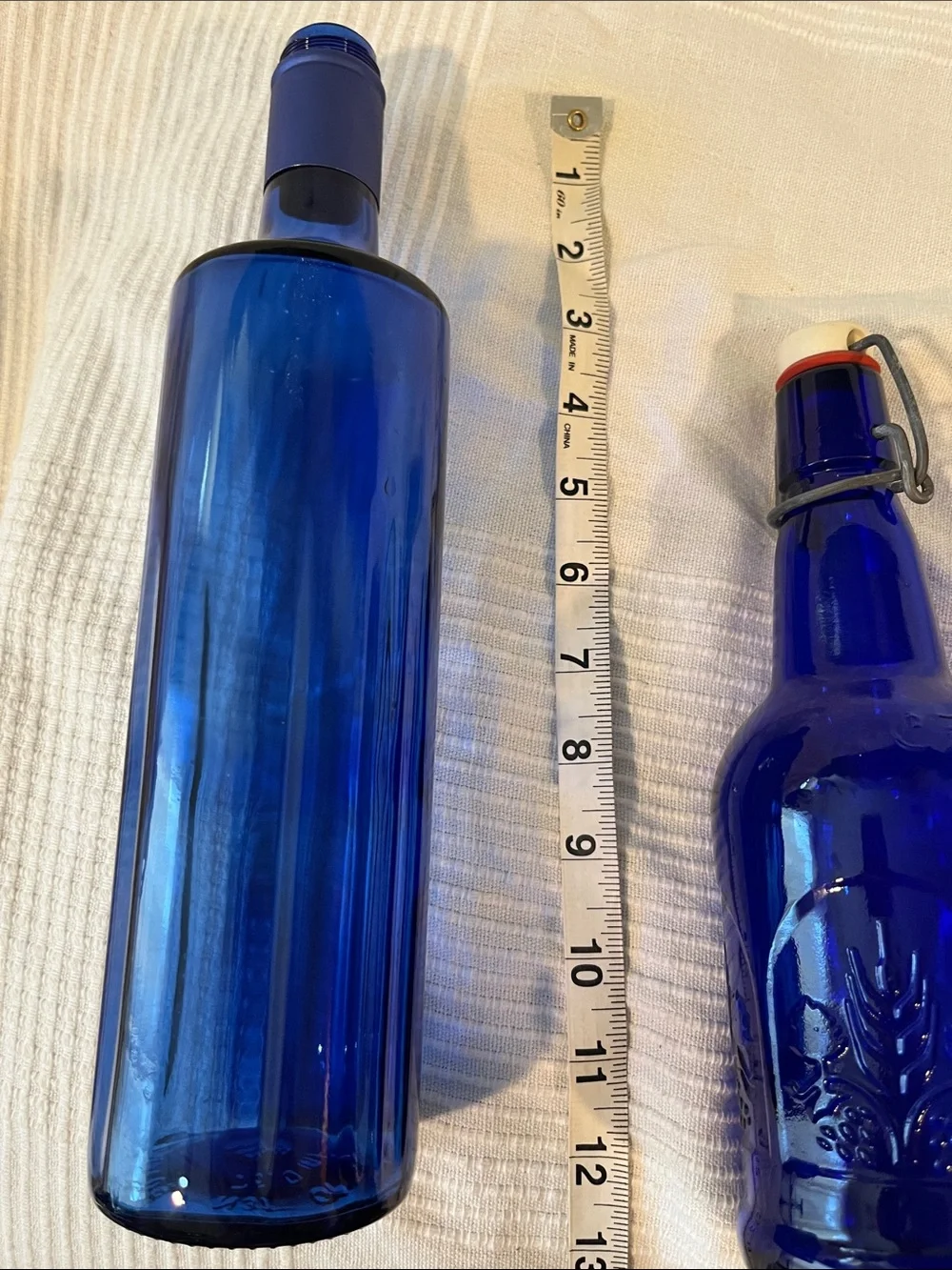 2 pc Cobalt Blue Glass Swing-Top Bottle - Home Dining